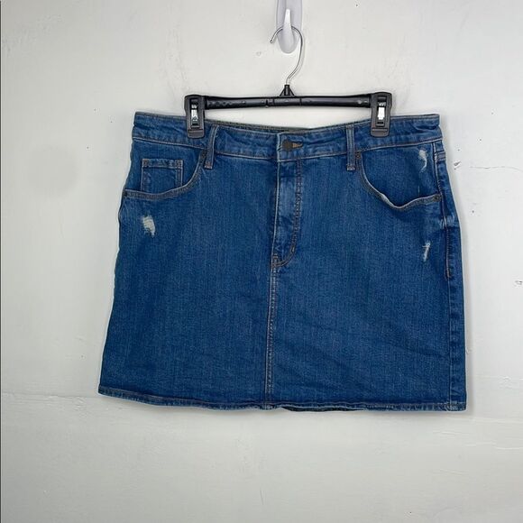 Old Navy Blue Mini Casual Denim Jean distressed skirt size 16 - Picture 1 of 13